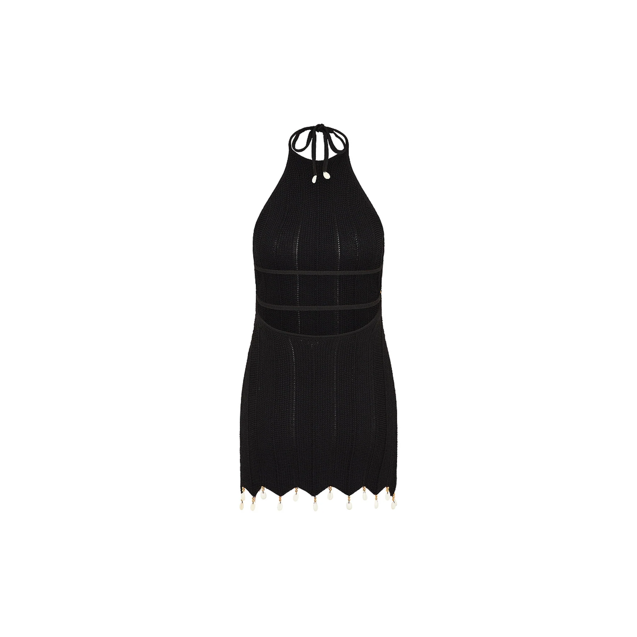 Chevron Knit Halter Mini Dress - Twilight Black - Image 10