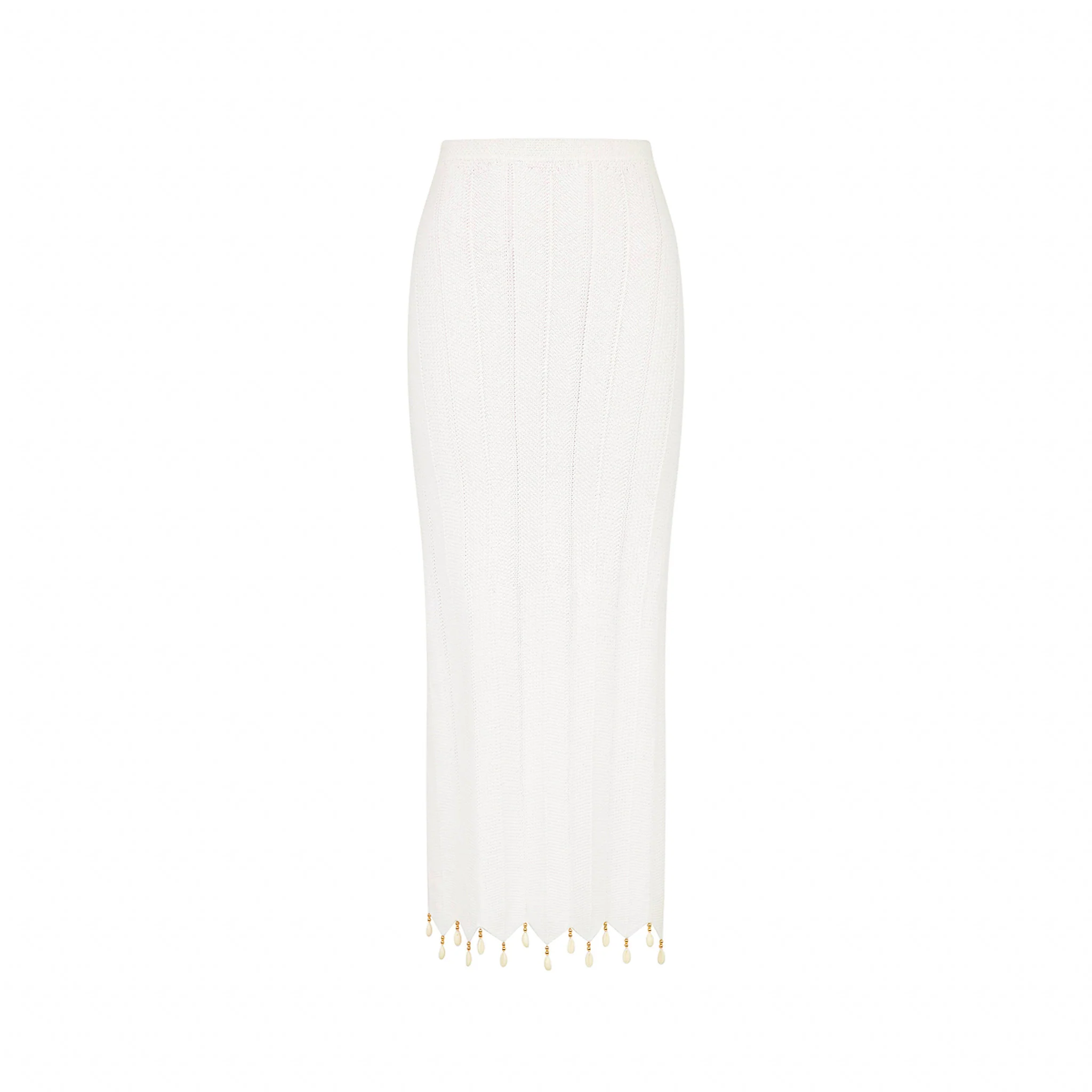 Chevron Knit Midi Skirt - Whipped White