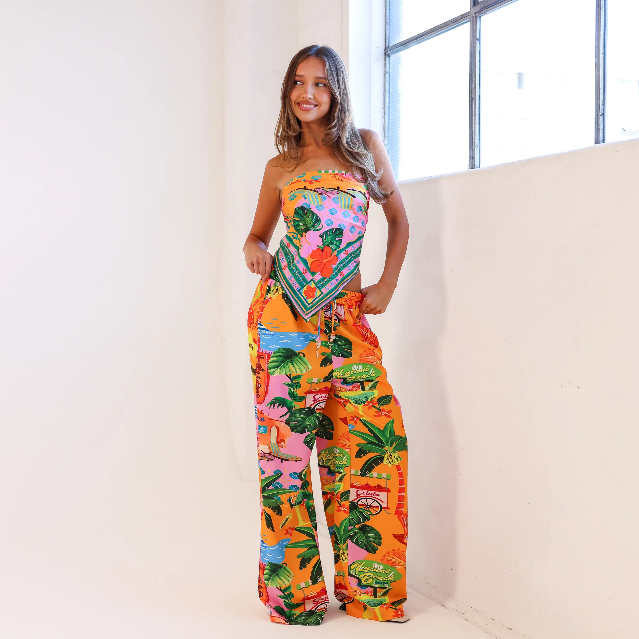 Drawstring Summer Pants - Sunlit Spritz - Image 2