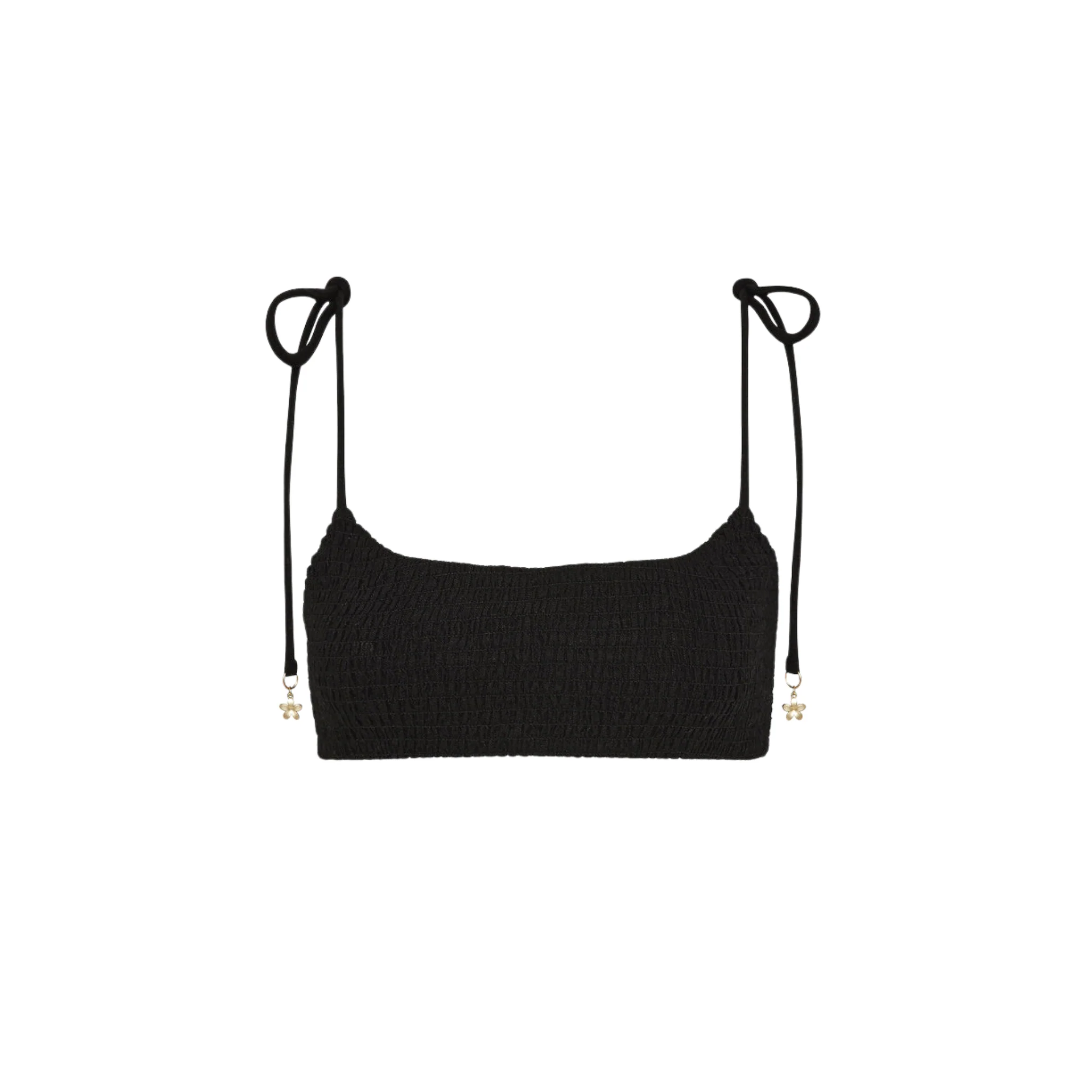 Simple Shirred Tie Crop - Natural Black